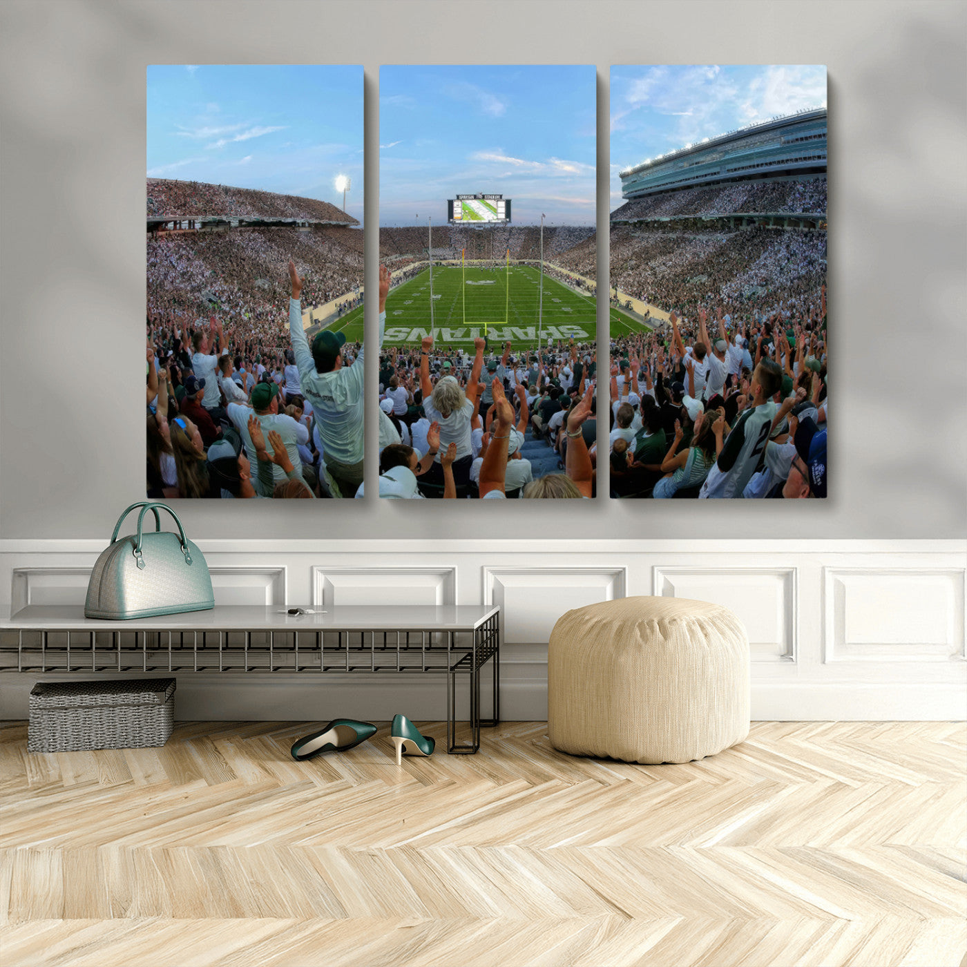 -Michigan State Spartans Football Team Art Print - East Lansing Spartan Stadium Wall Art Canvas Print
