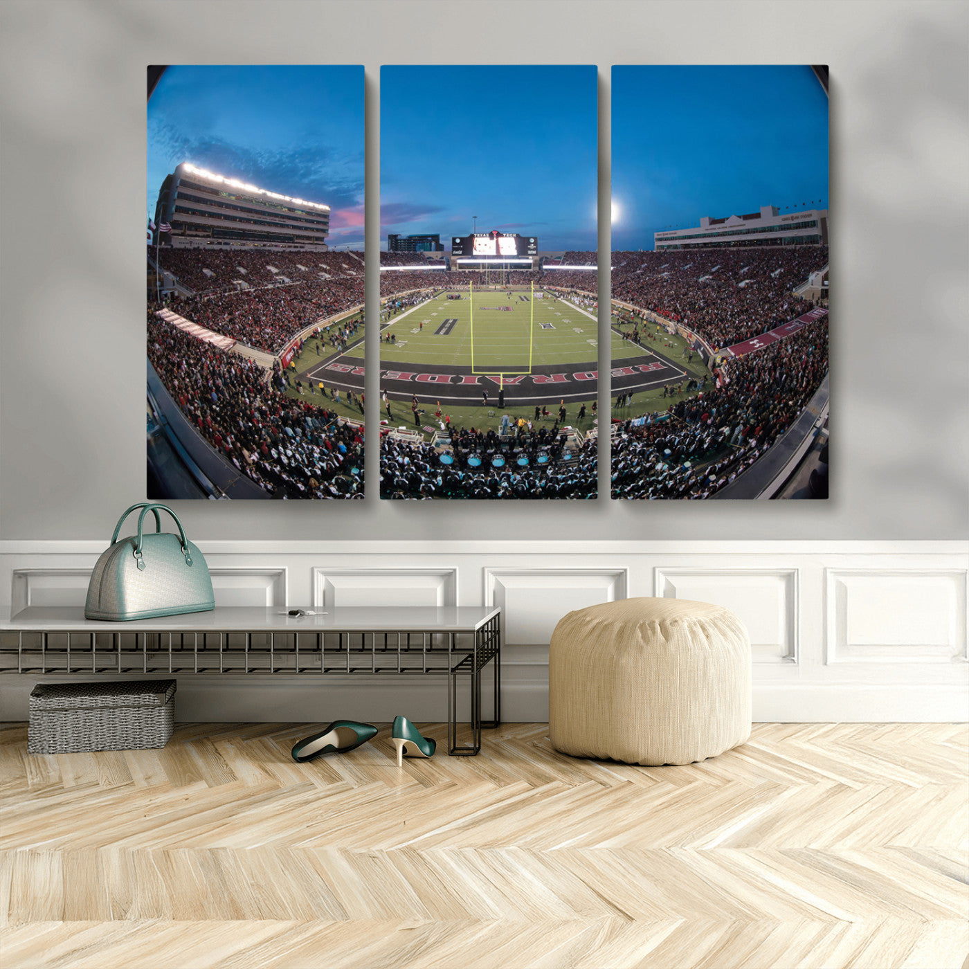 -Texas Tech Red Raiders Canvas, Framed Football Team Print - Lubbock Jones AT&T Stadium Wall Art