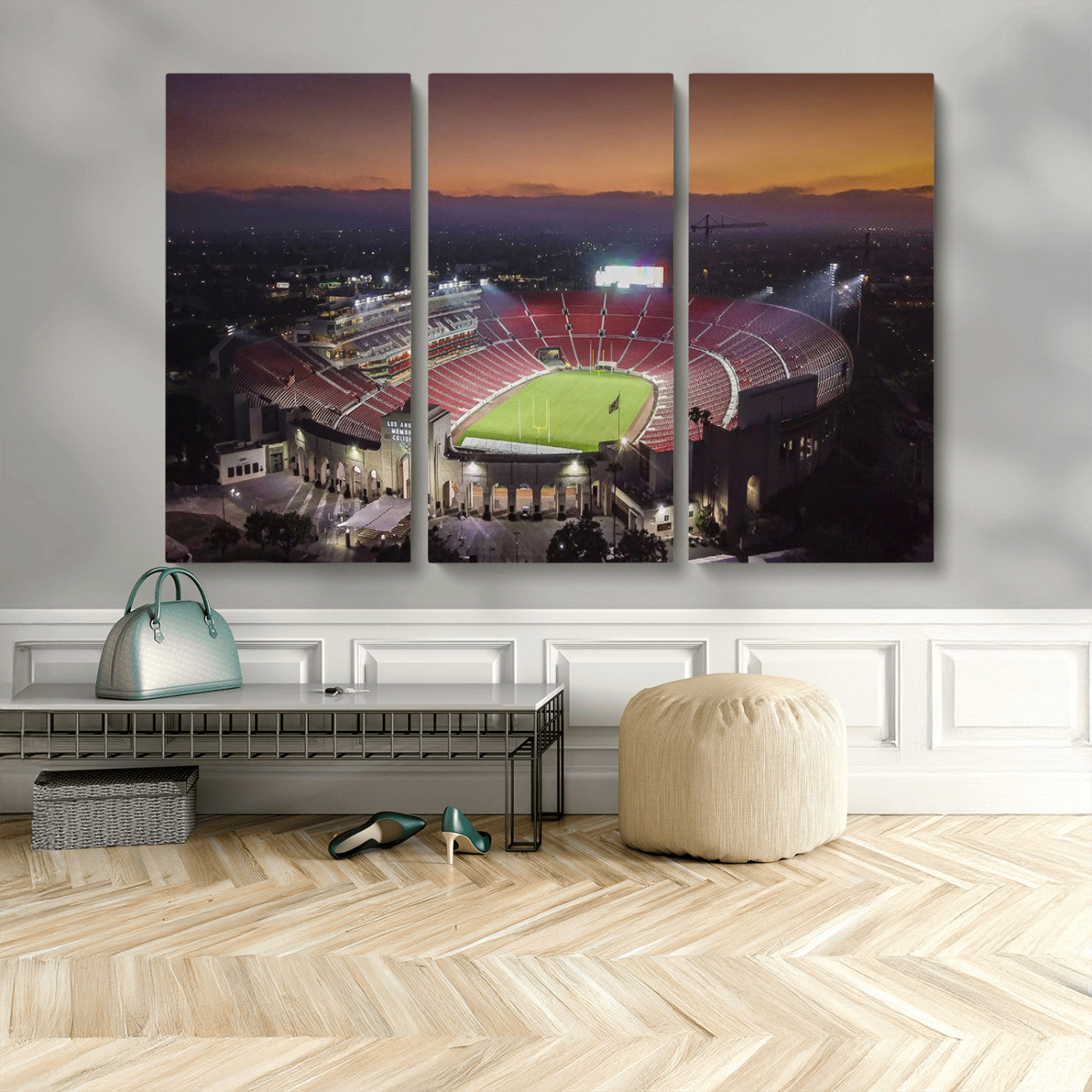 50666-MGV-CV-48X32-3P-The University of Southern California USC Trojans Football Team Print - Los Angeles Memorial