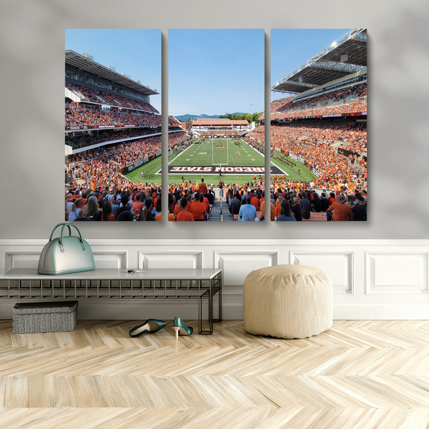 35211-MGV-CV-48X32-3P-Oregon State Beavers Football Team Print - Corvallis Reser Stadium Wall Art Canvas Print