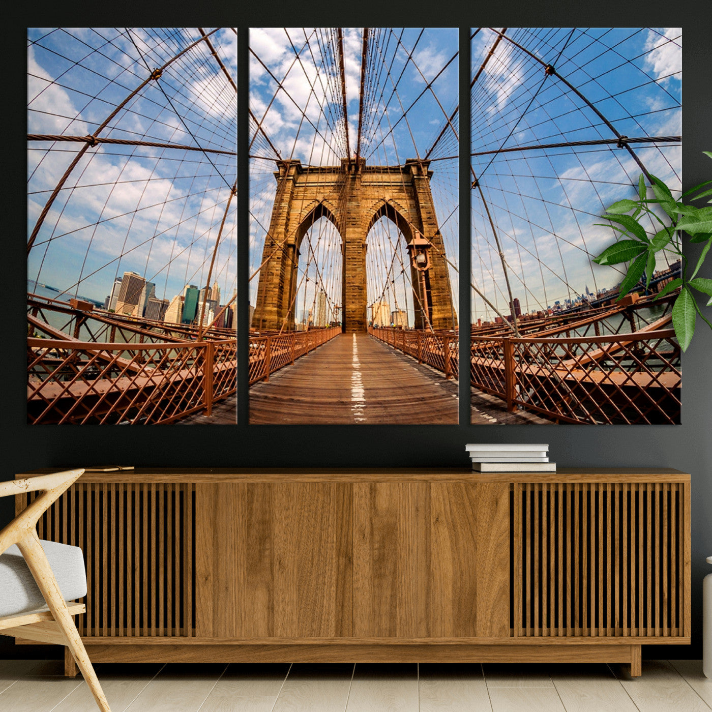 -Brooklyn Bridge Manhattan Wall Art Canvas Print