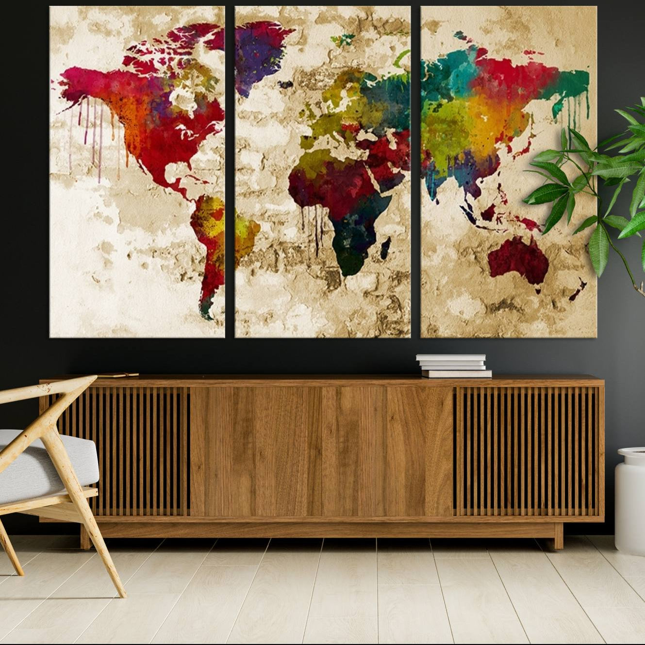 61906-MGV-CV-36X24-World Map Canvas Print – Framed Push Pin Wall Art, Color Splash Travel Map for Modern Home and Office Decor