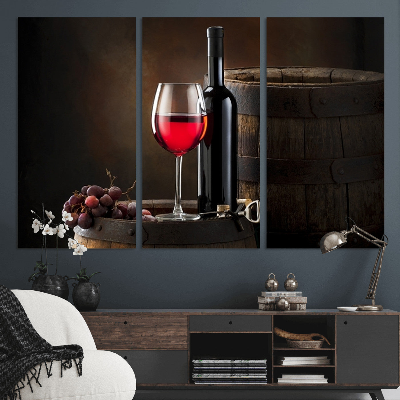 -Red Wine and Bottle Canvas Print