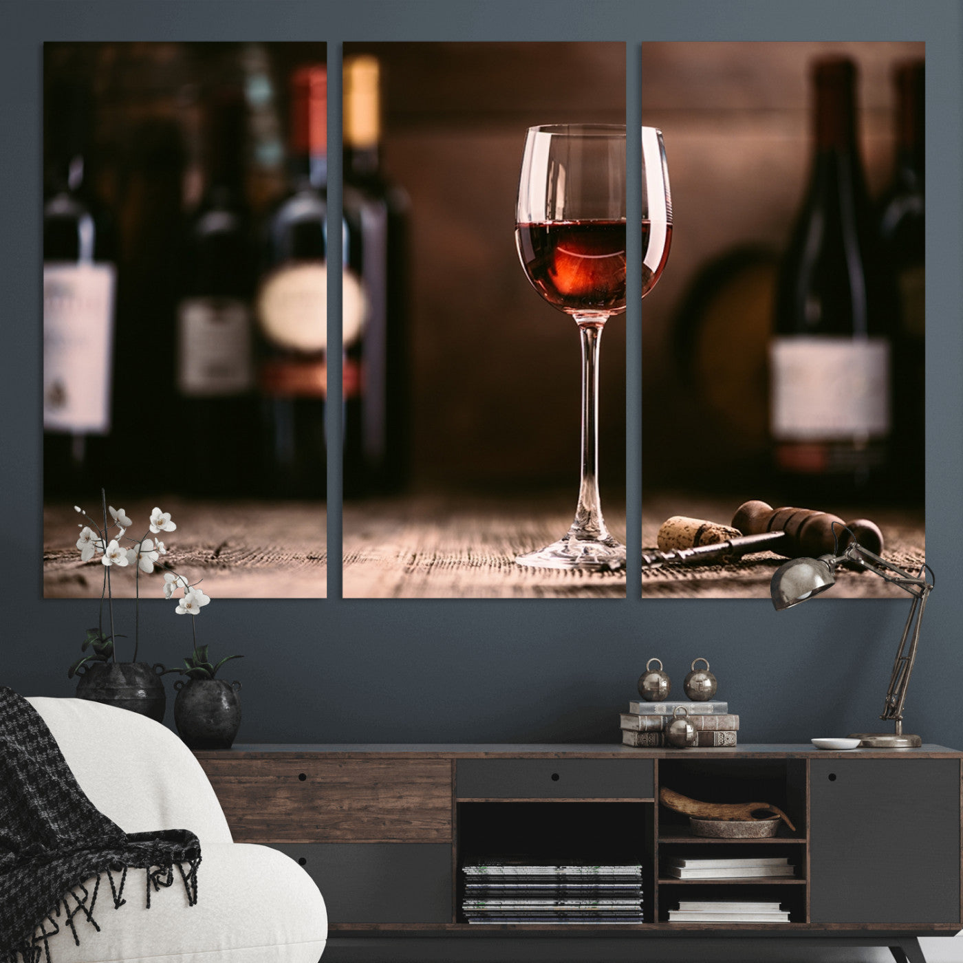 -Red Wine and Bottle Canvas Print