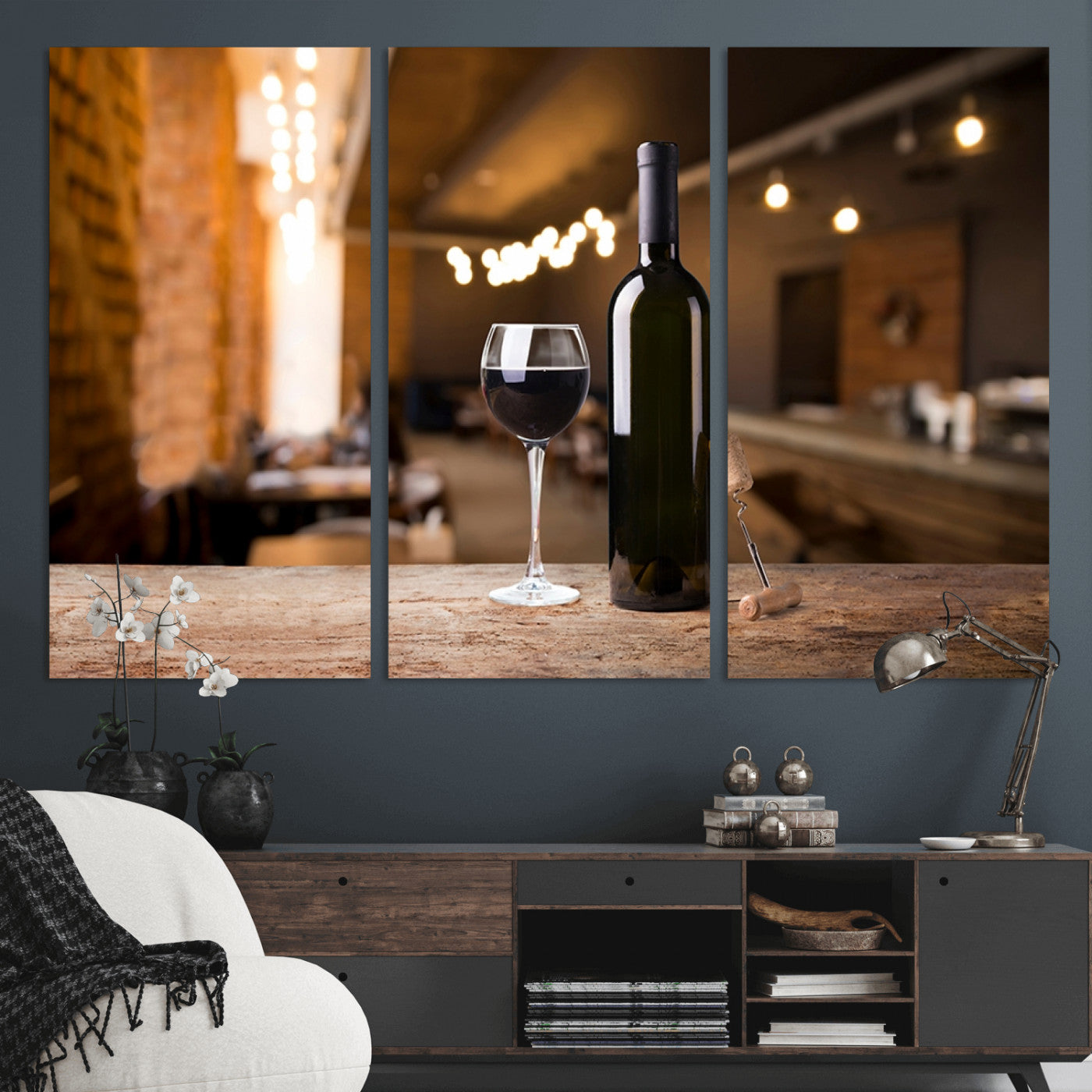 -Wine and Bottle Wall Art Canvas Print