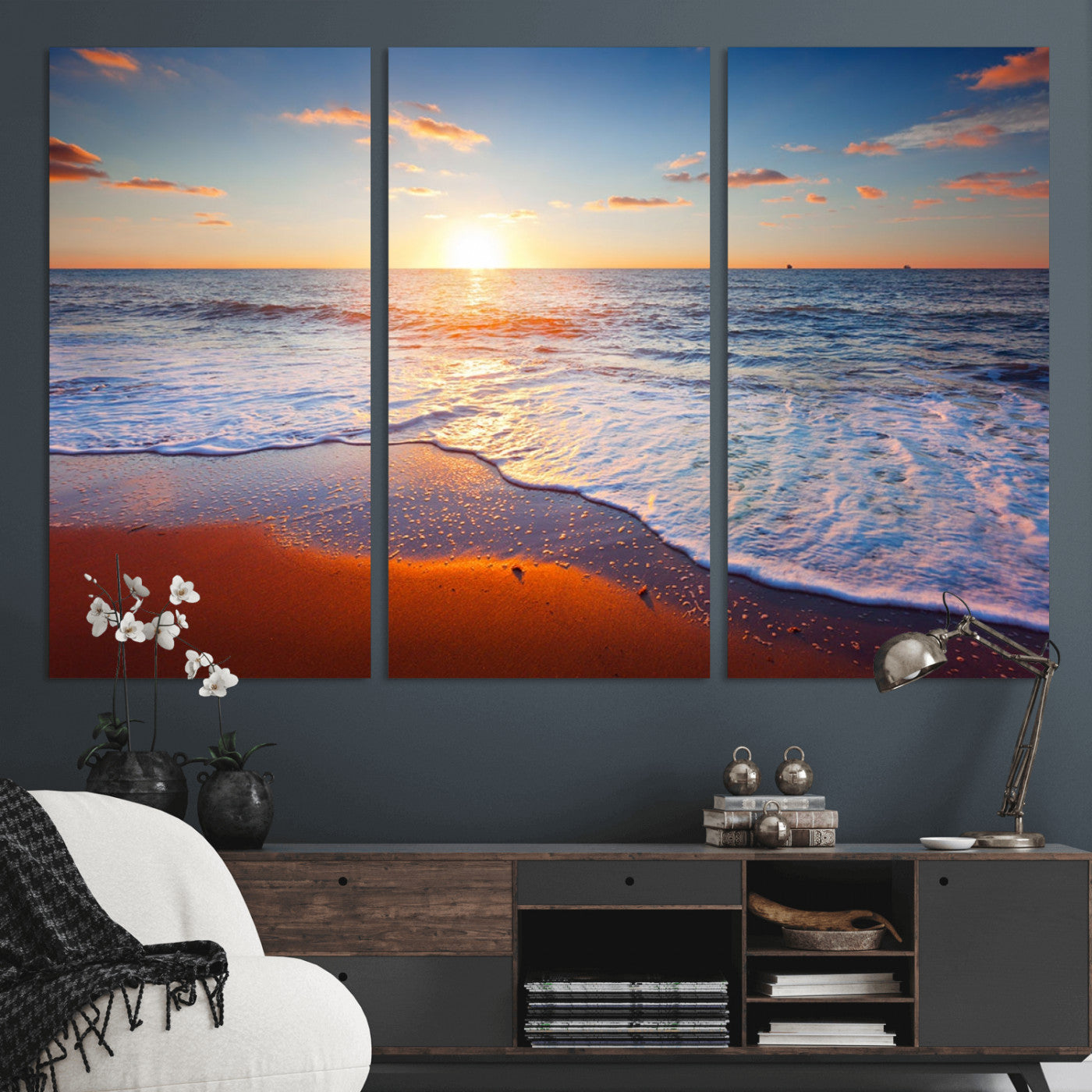 96736-MGV-CV-36X24-Ocean Beach Canvas Wall Art Beach Canvas, Coastal Sunset Tropical Island Beach Sunset Artwork Print
