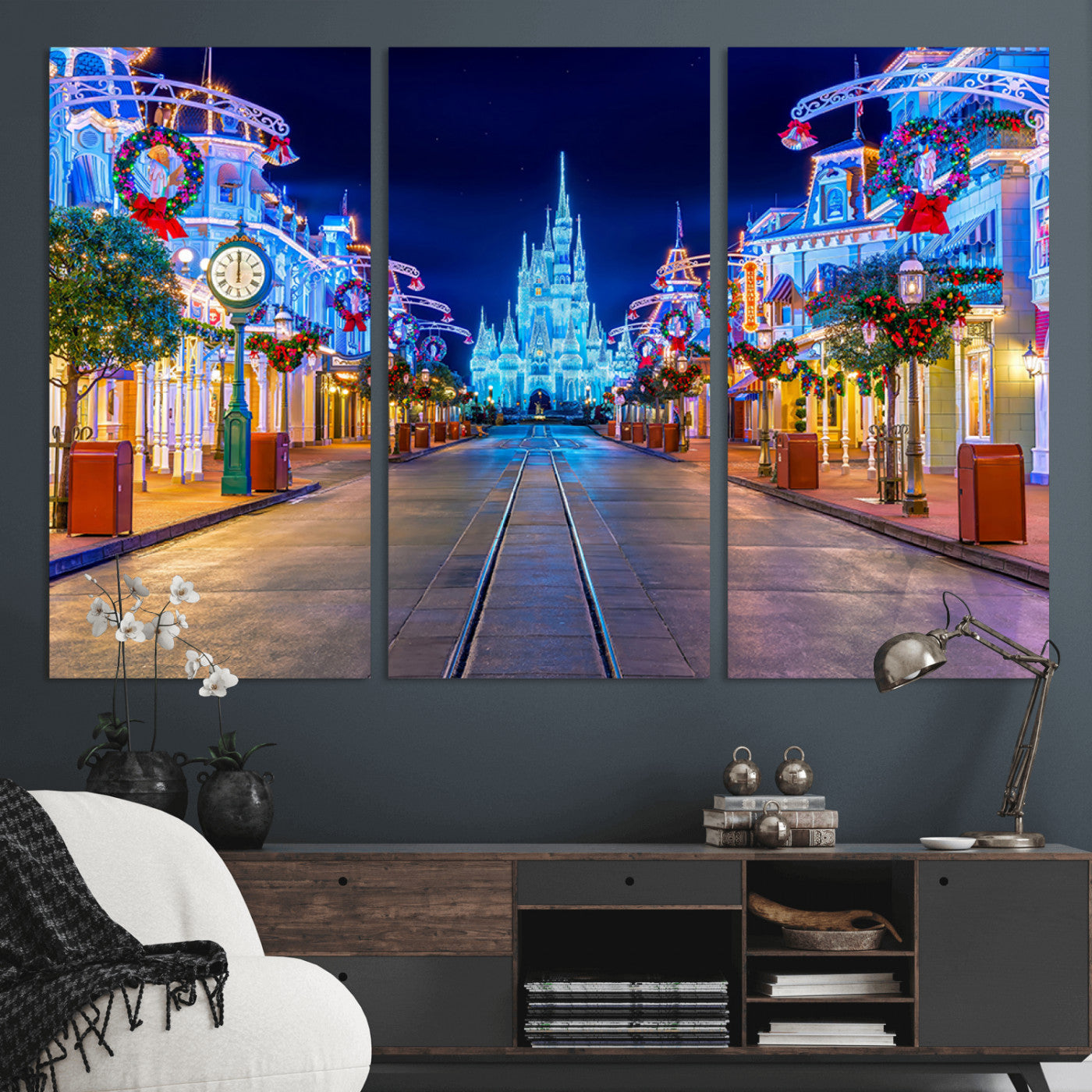 12470-MGV-CV-36X24 - Disney Wall Art | Castle Large Wall Art Disney Magic Kingdom Print for Kids Room Decoration | Disney
