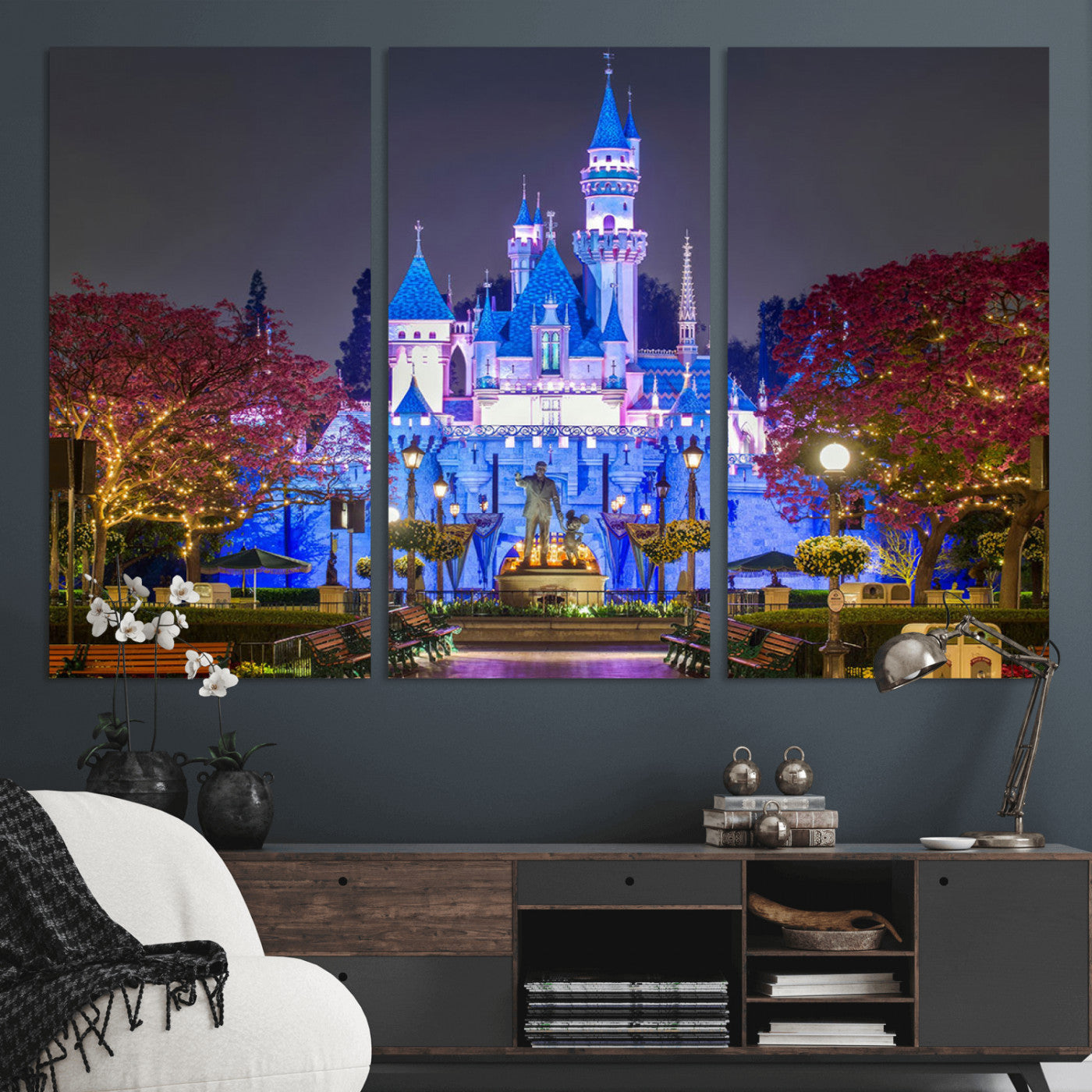 -Large Disney Castle Wall Art Canvas Print - Magic Kingdom Kids Room Decoration Disney World