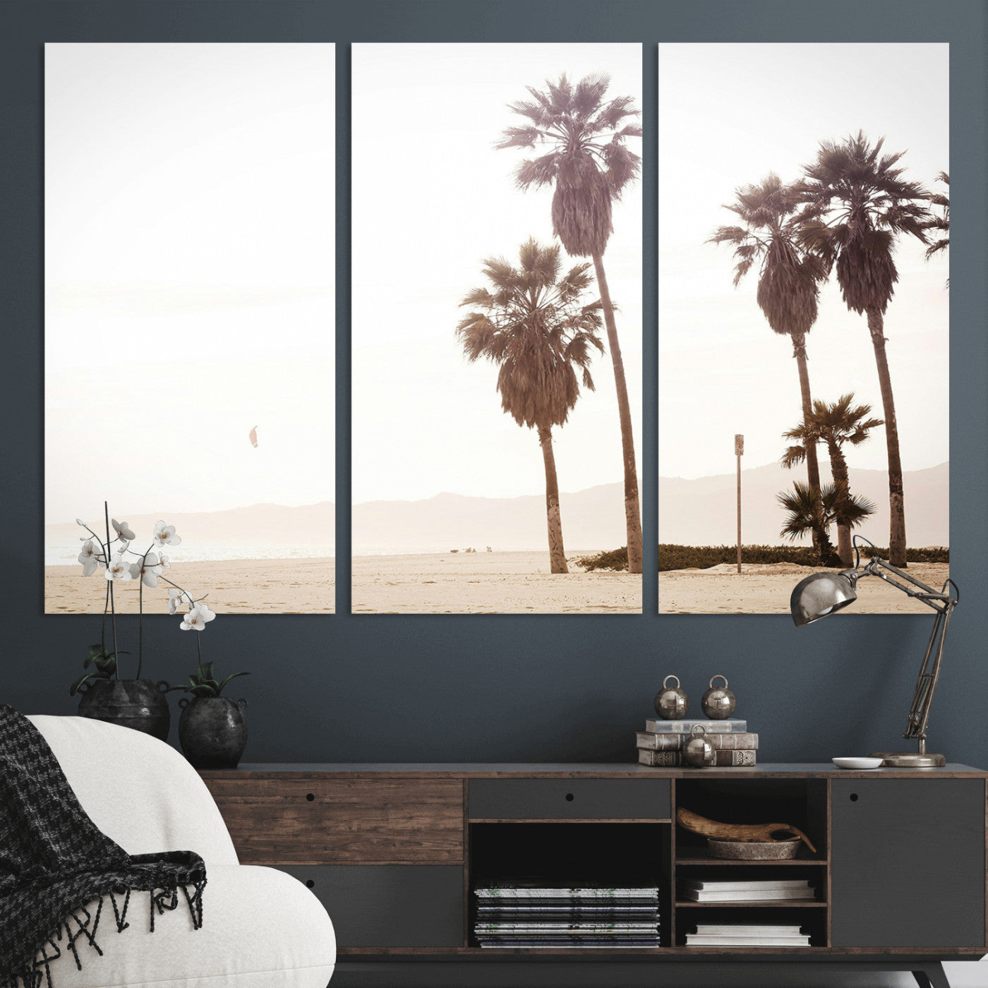 48255923-MGV-CV-48X32-3P-Coastal Light Wall Art Canvas Print – Relaxing Shoreline Minimalist Ocean Tropical Serenity Artwork for Home, Office