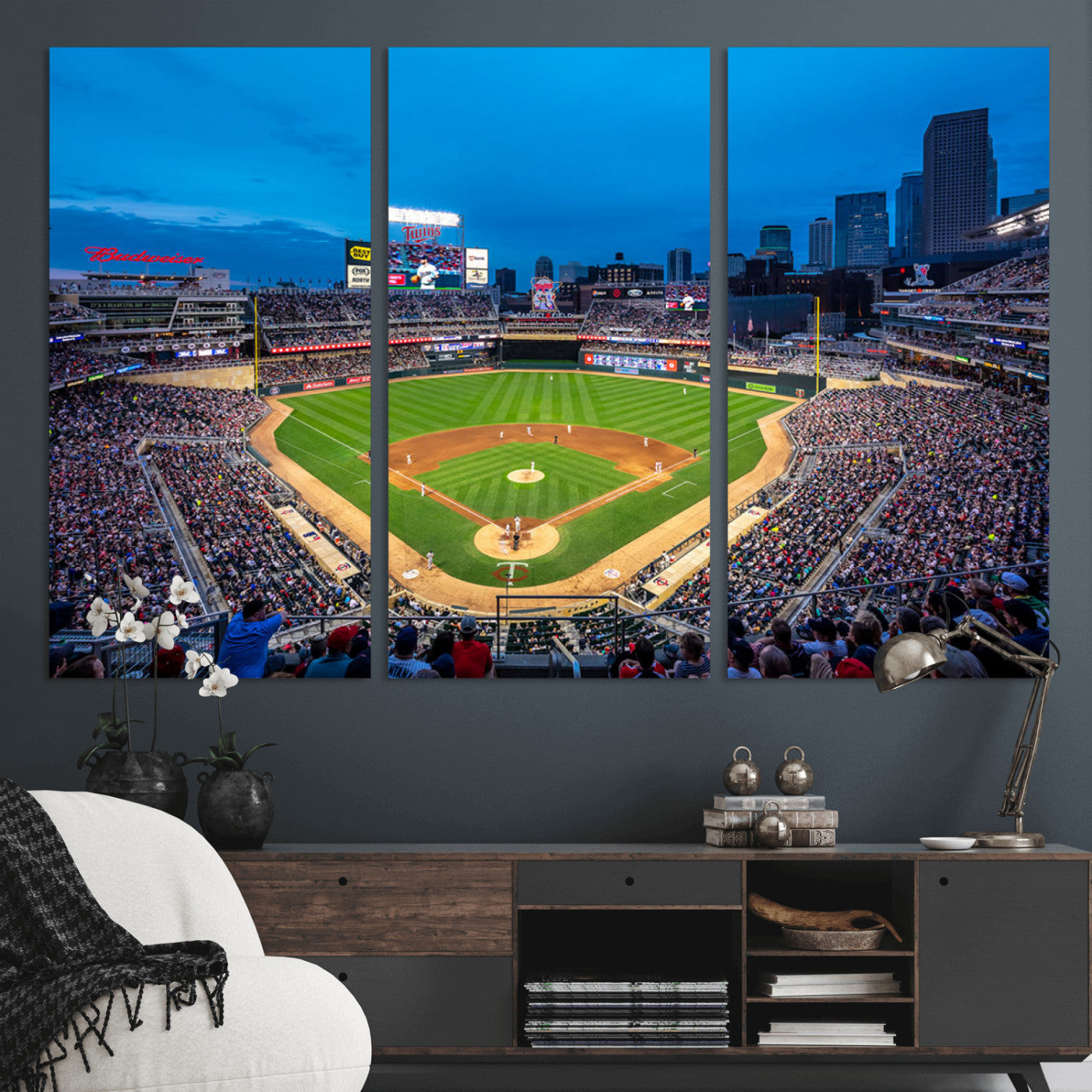 -Target Field Stadium Wall Art Canvas Print – Minnesota Twins Baseball Team Iconic Ballpark Scene for home, office