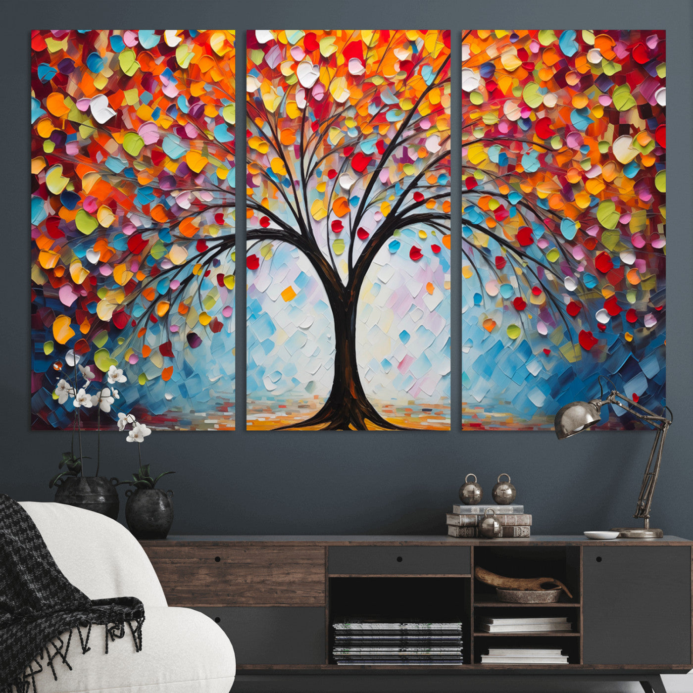 HS2447-MGV-CV-36X24-Vibrant Tree of Life Canvas Wall Art – Colorful Abstract Nature in Modern Decor - Ready to Hang