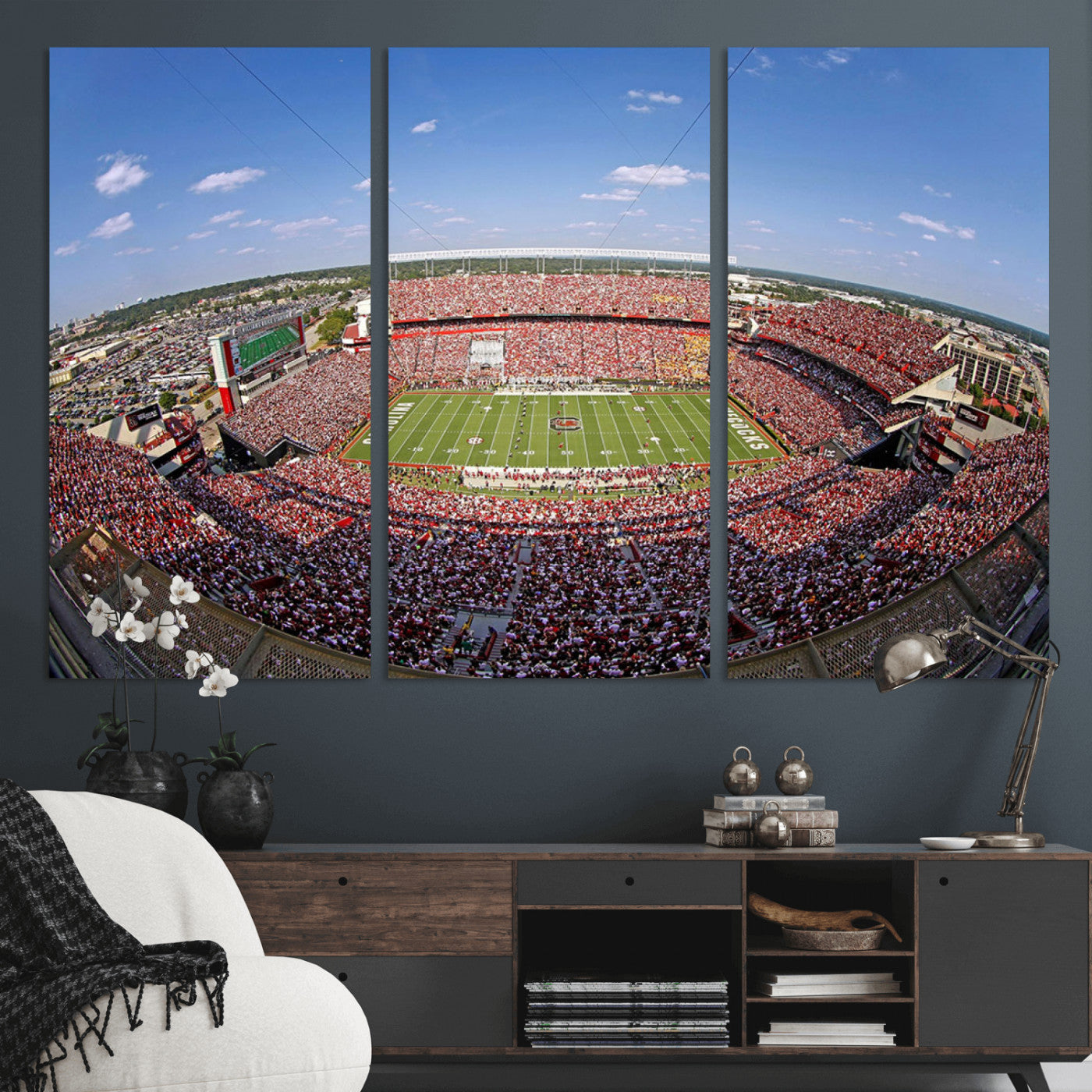 29492070-MGV-CV-48X32-3P - William Brice Stadium Wall Art Canvas Print – Stadium Crowd Sports Field Outdoor Event Football Game Artwork for Home Office