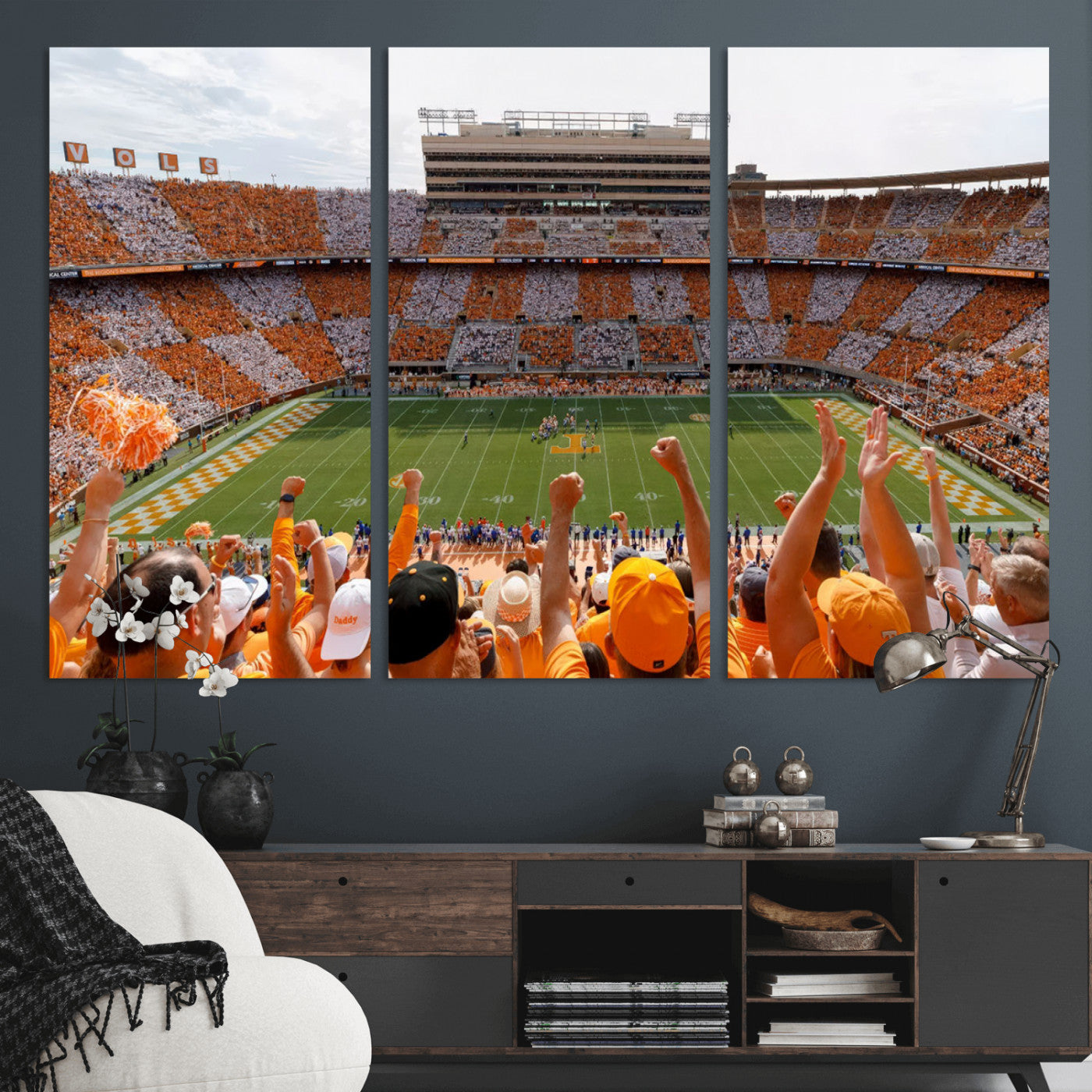 76011417-MGV-CV-48X32-3P - Tennessee Neyland Stadium Wall Art, Sports Arena Canvas Print, Panoramic Stadium Artwork for Home, Office