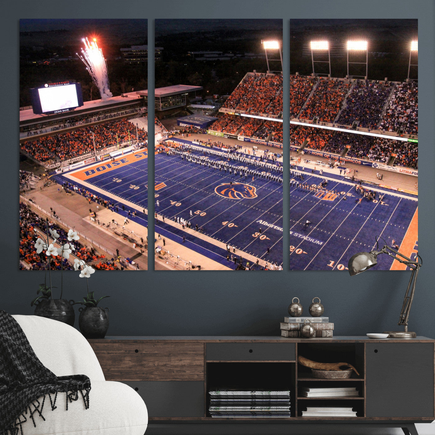 BS1001S-MGV-CV-48X32-3P - Boise State Broncos Albertsons Stadium Wall Art Canvas Print