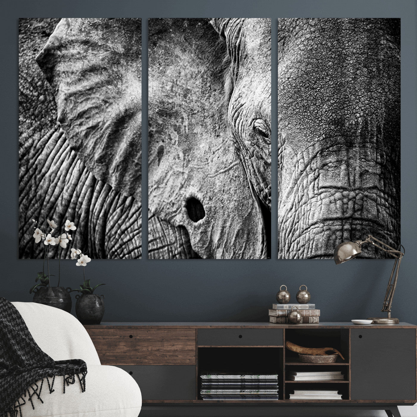 -Wild Old Elephant Wall Art Canvas Print