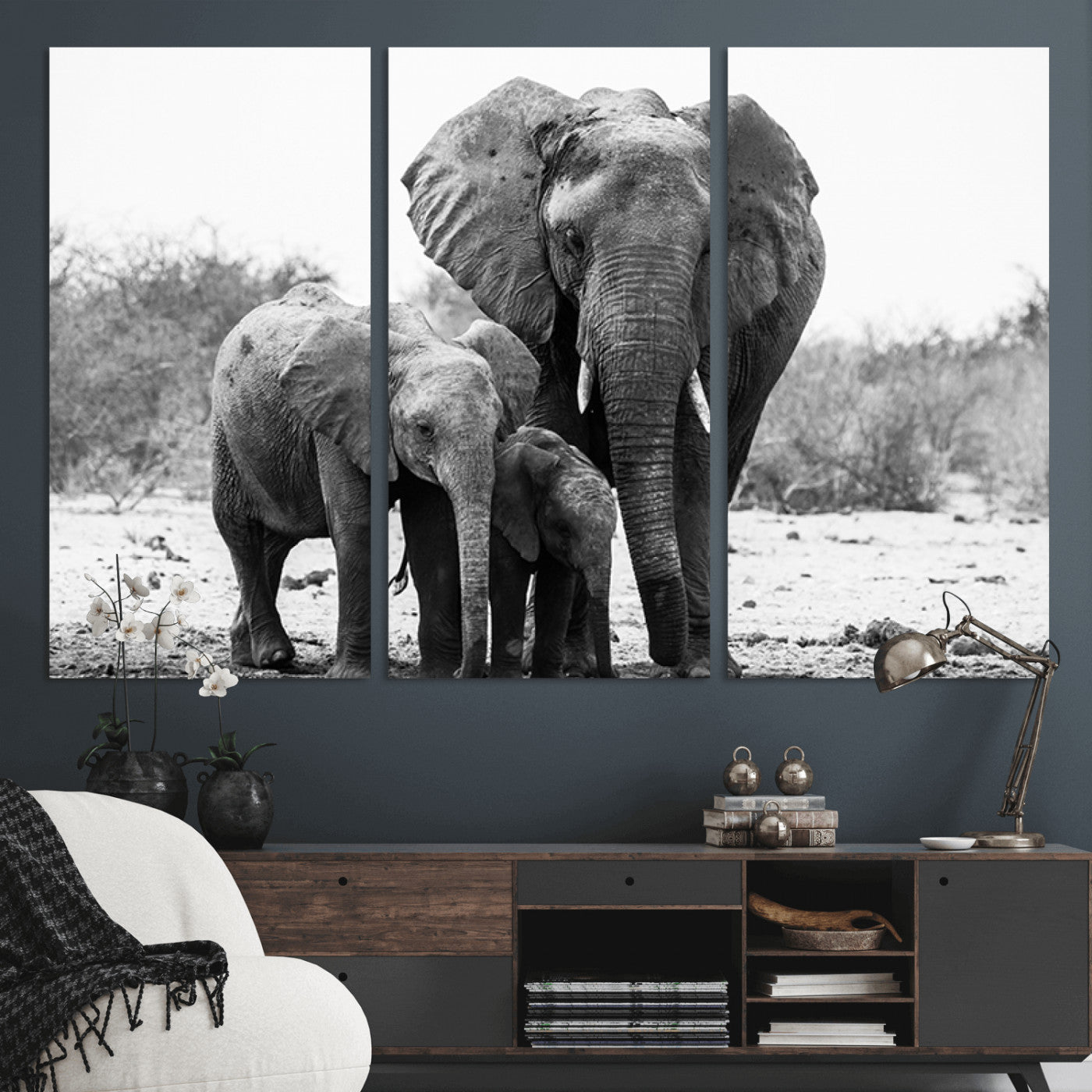 -Elephant Family Africa Wall Art Canvas Print