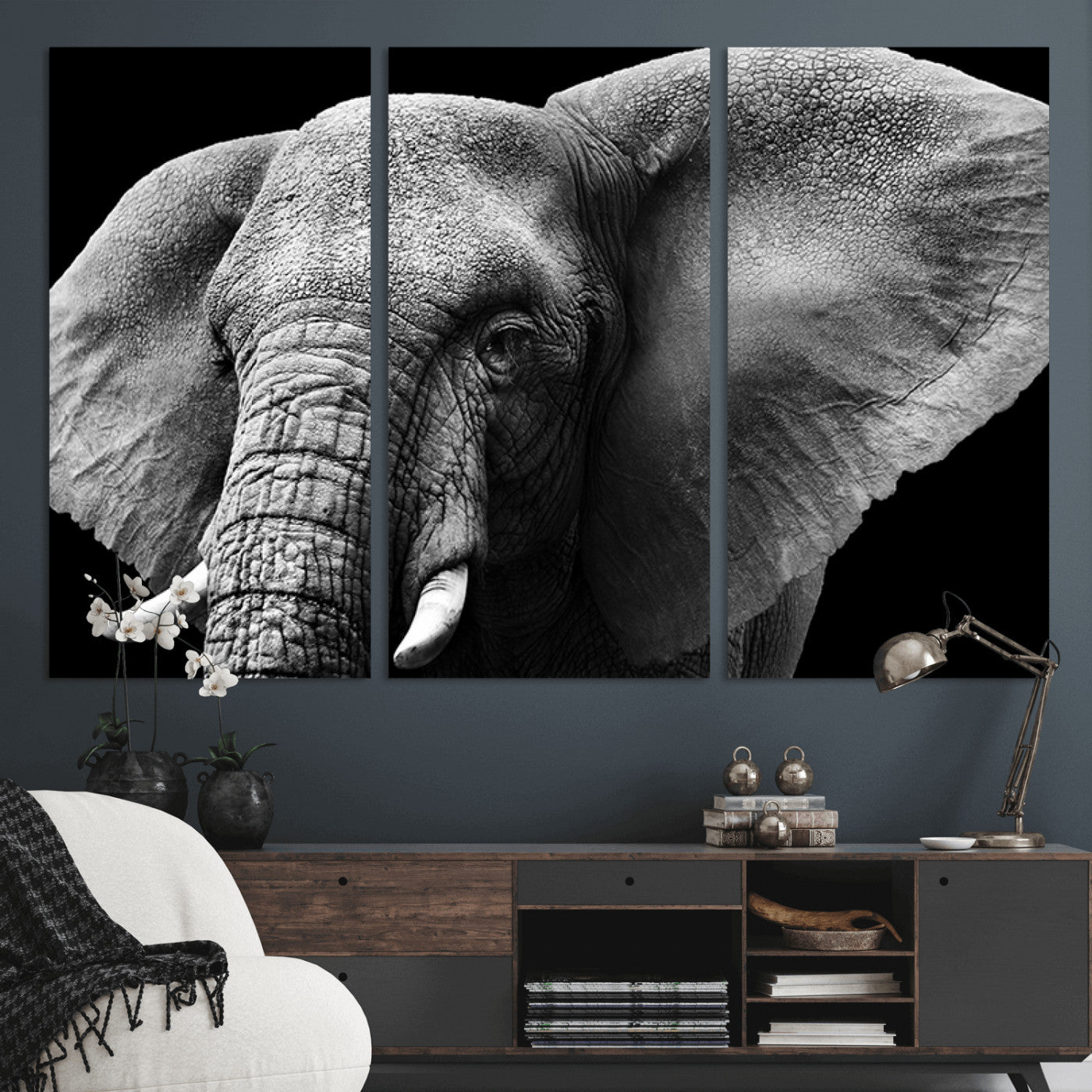 -Big Elephant Close Up Wall Art Canvas Print