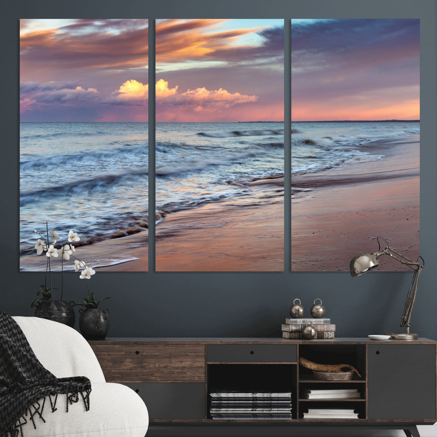 67765254-MGV-CV-36X24 - Ocean Sunset Wall Art Canvas Print – Coastal Beach Photography Artwork Print for Living Room, Bedroom, and Relaxing Home Decor