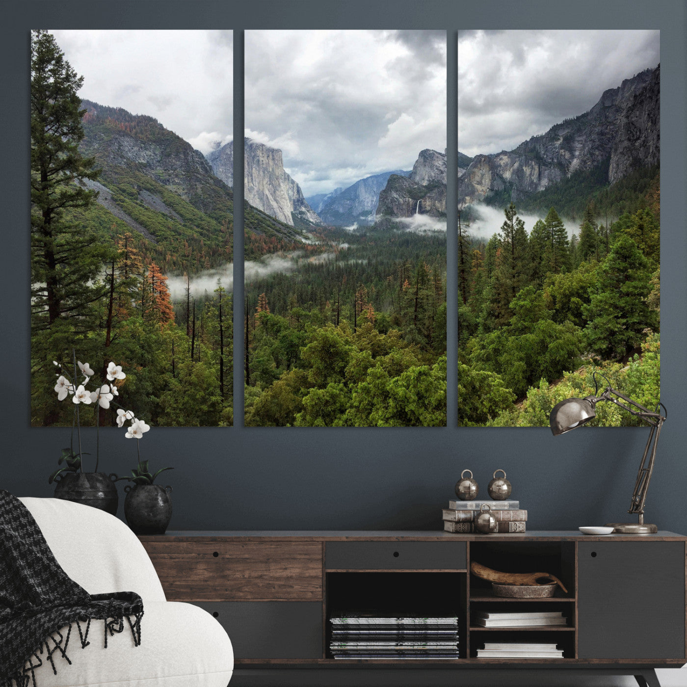 46168759-MGV-CV-36X24 - Yosemite Valley Wall Art Canvas Print, El Capitan Mountain Landscape Nature Wall Decor