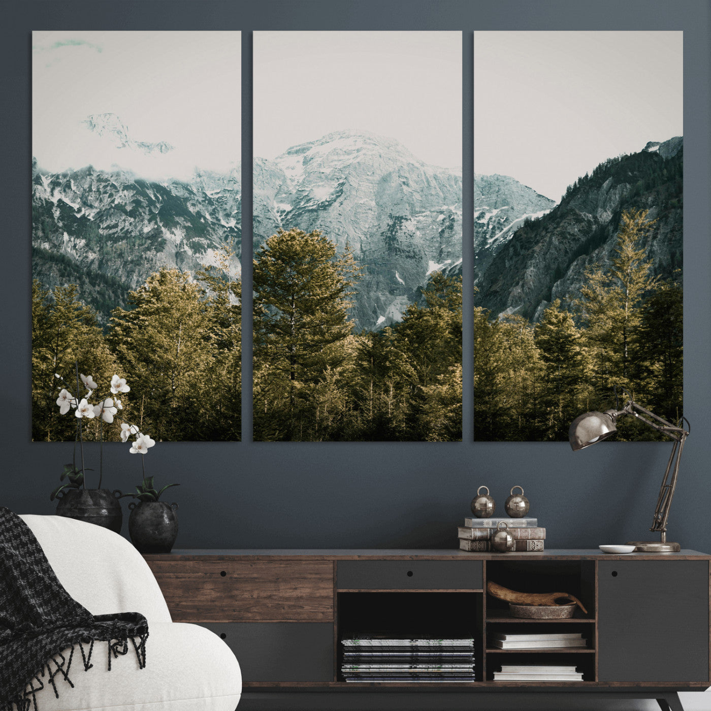 48479662-MGV-CV-36X24 - Mountain Forest Wall Art Canvas Print, Alpine Landscape Nature Photography, Moody Wilderness Wall Decor