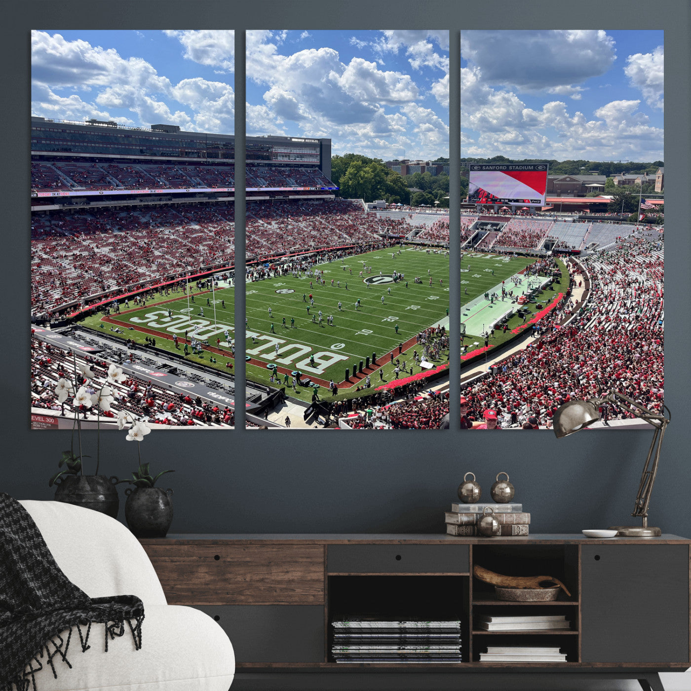 10665453-MGV-CV-36X24 - Georgia Bulldogs Stadium Wall Art Canvas Print, Sanford Stadium Football Field Panorama, College Football Game Day Wall Decor