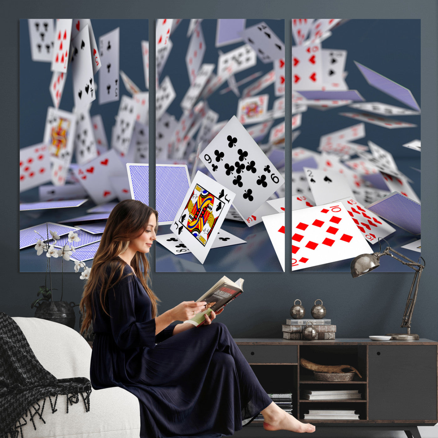 66392185-MGV-CV-36X24 - Playing Cards Canvas Wall Art | Casino Game Room Decor, Poker Decor Art
