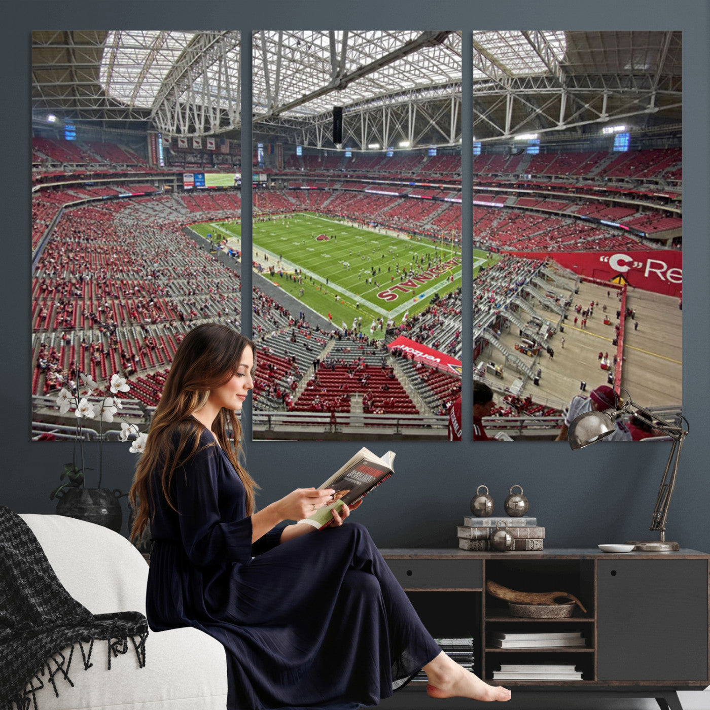30579717-MGV-CV-36X24 - State Farm Stadium Canvas Wall Art, Arizona Cardinals Football Stadium Print, Glendale NFL Arena Panorama Artwork
