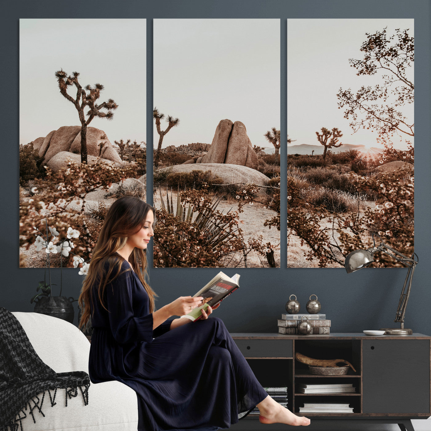 75778944-MGV-CV-36X24 - Joshua Tree Desert Canvas Wall Art Print - Desert Landscape Photography, Boho Southwest Wall Decor, Nature Canvas - Ready to Hang