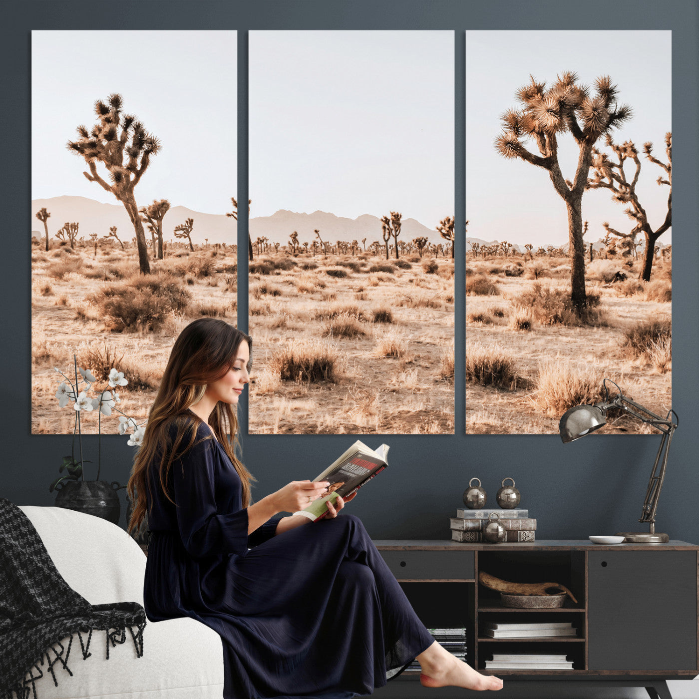 33549408-MGV-CV-36X24 - Joshua Tree Desert Canvas Wall Art Print - Desert Landscape Photography, Boho Southwest Wall Decor, Nature Canvas, Ready to Hang
