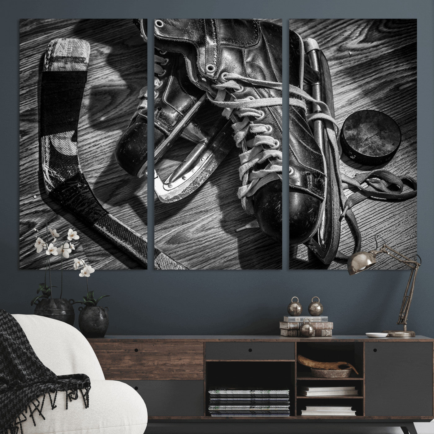 20553-MGV-CV-36X24-Old Pair of Mens Skates Wall Art Canvas, Men Skates Wall Art Print