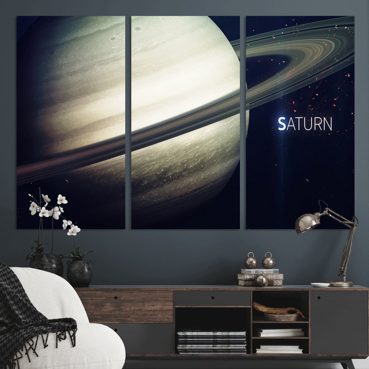 -Framed Saturn Wall Art Canvas Print