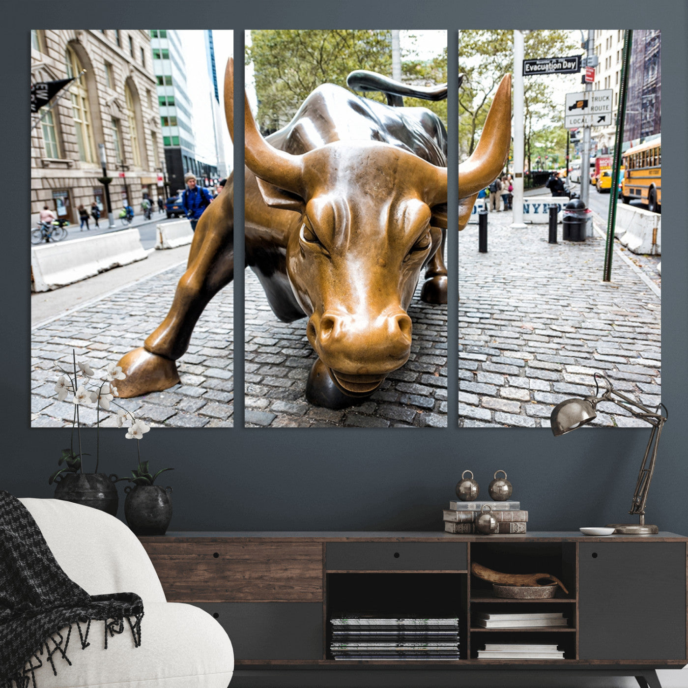 -Charging Bull Wall Art Canvas Print