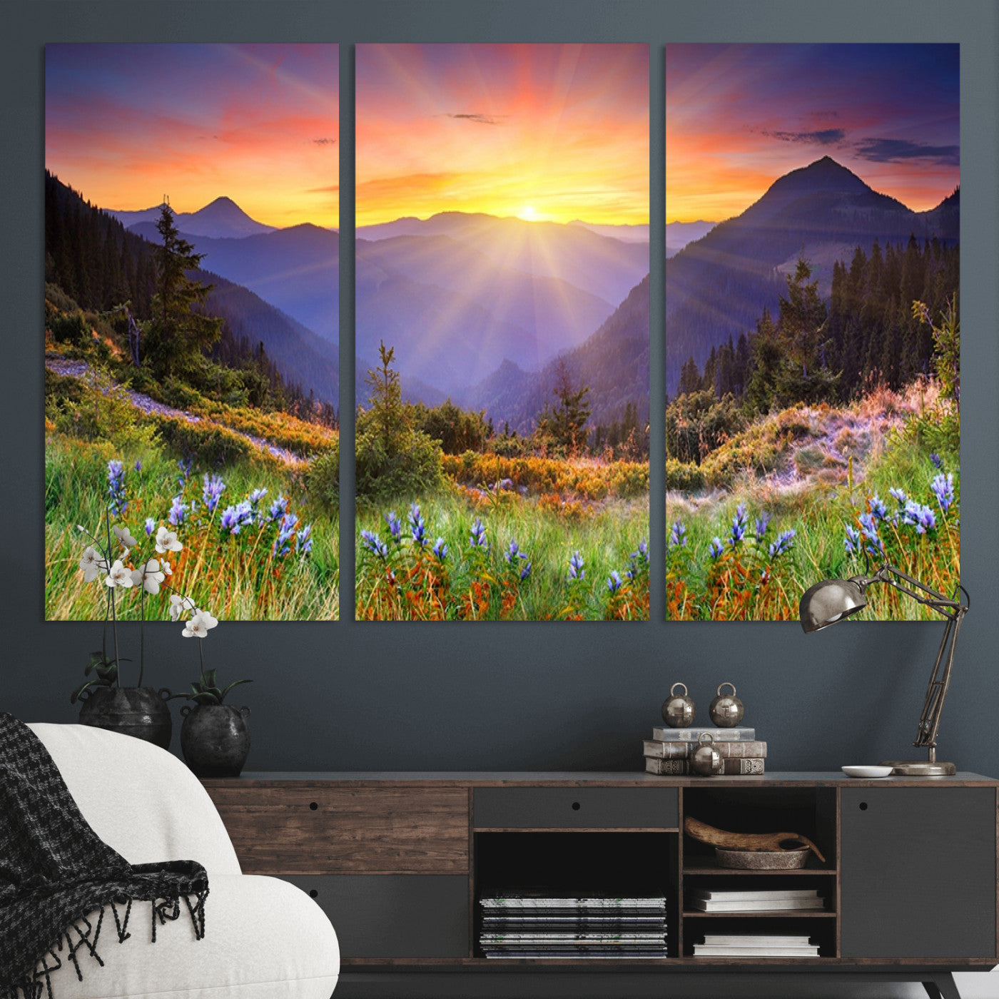 -Mountain and Spring Wall Art Canvas Print
