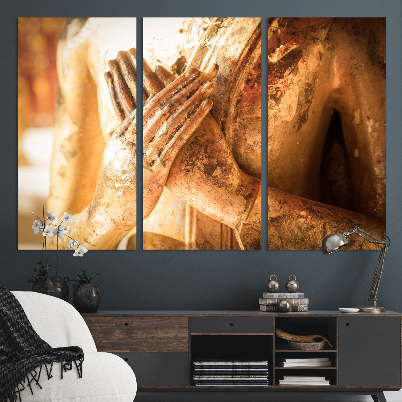 -Buddha Statue Hands Wall Art Canvas Print
