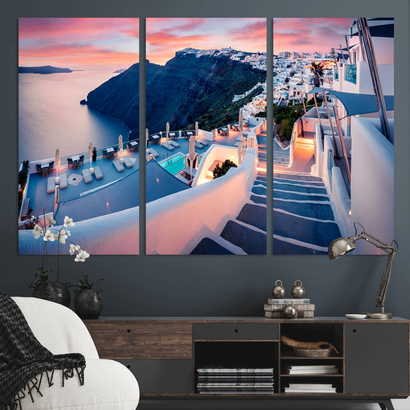 -Santorini Island Wall Art Canvas Print