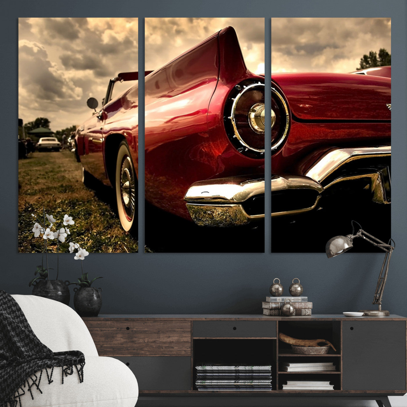 -Red Classic Car Wall Art Canvas Print