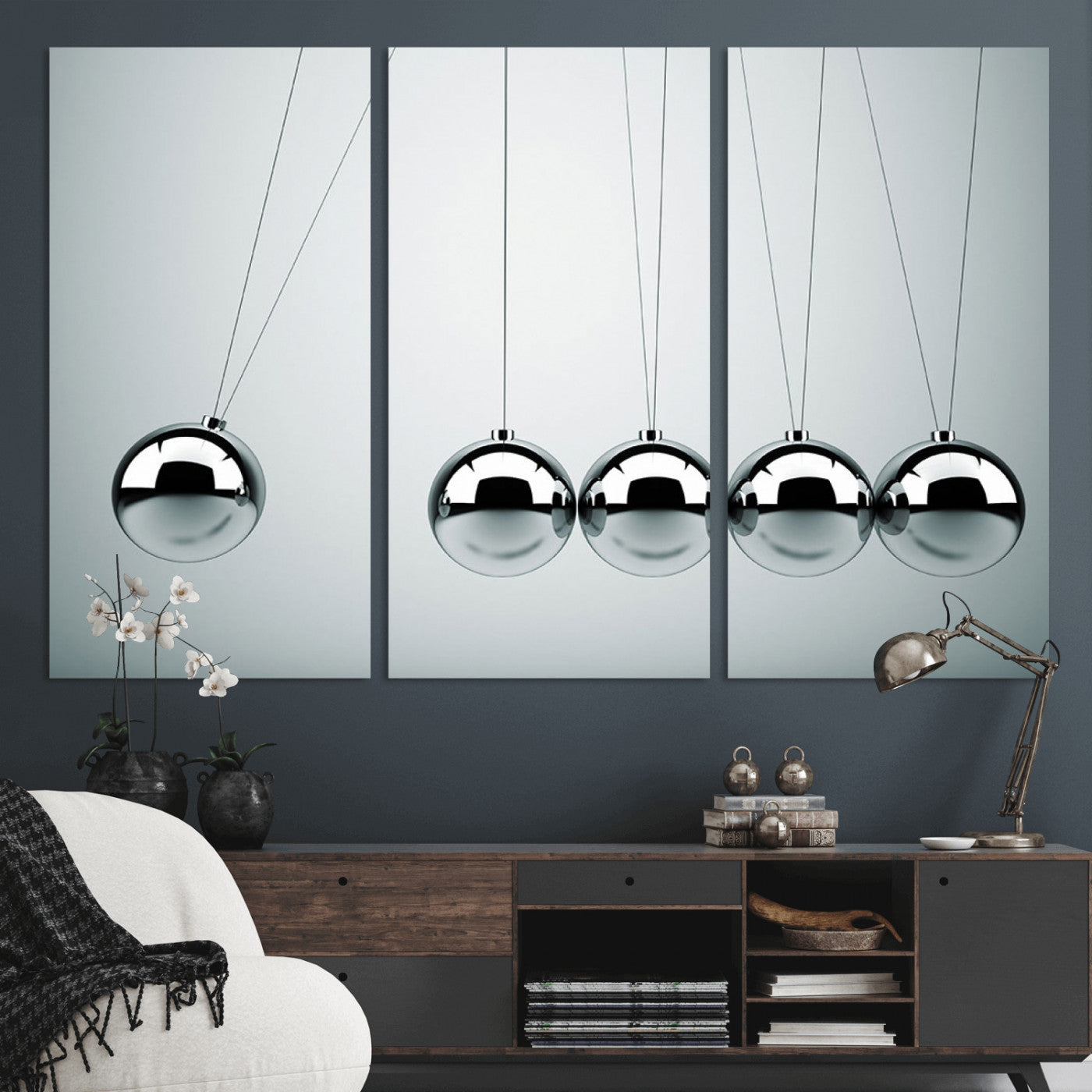 -Newton's Cradle Wall Art Canvas Print, Framed Newton Cradle Wall Art