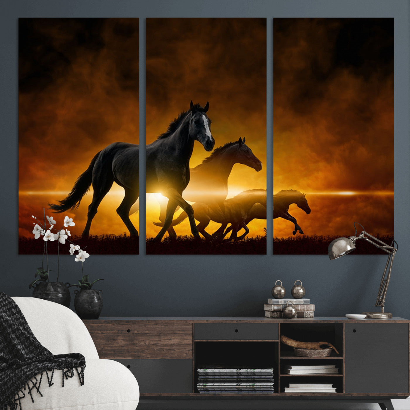 -Horse Wall Art Canvas Print, Multi Panel Animal Canvas Print