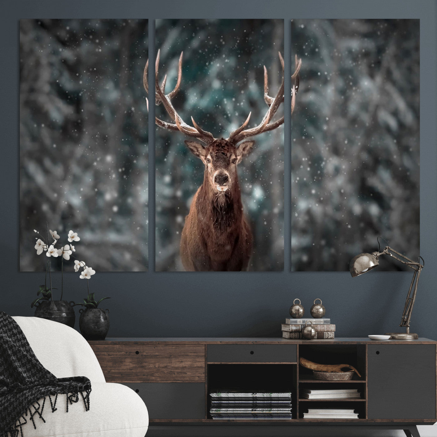 -Wall Art Deer Art Animal Canvas, Framed Wall Art Deer Canvas Print