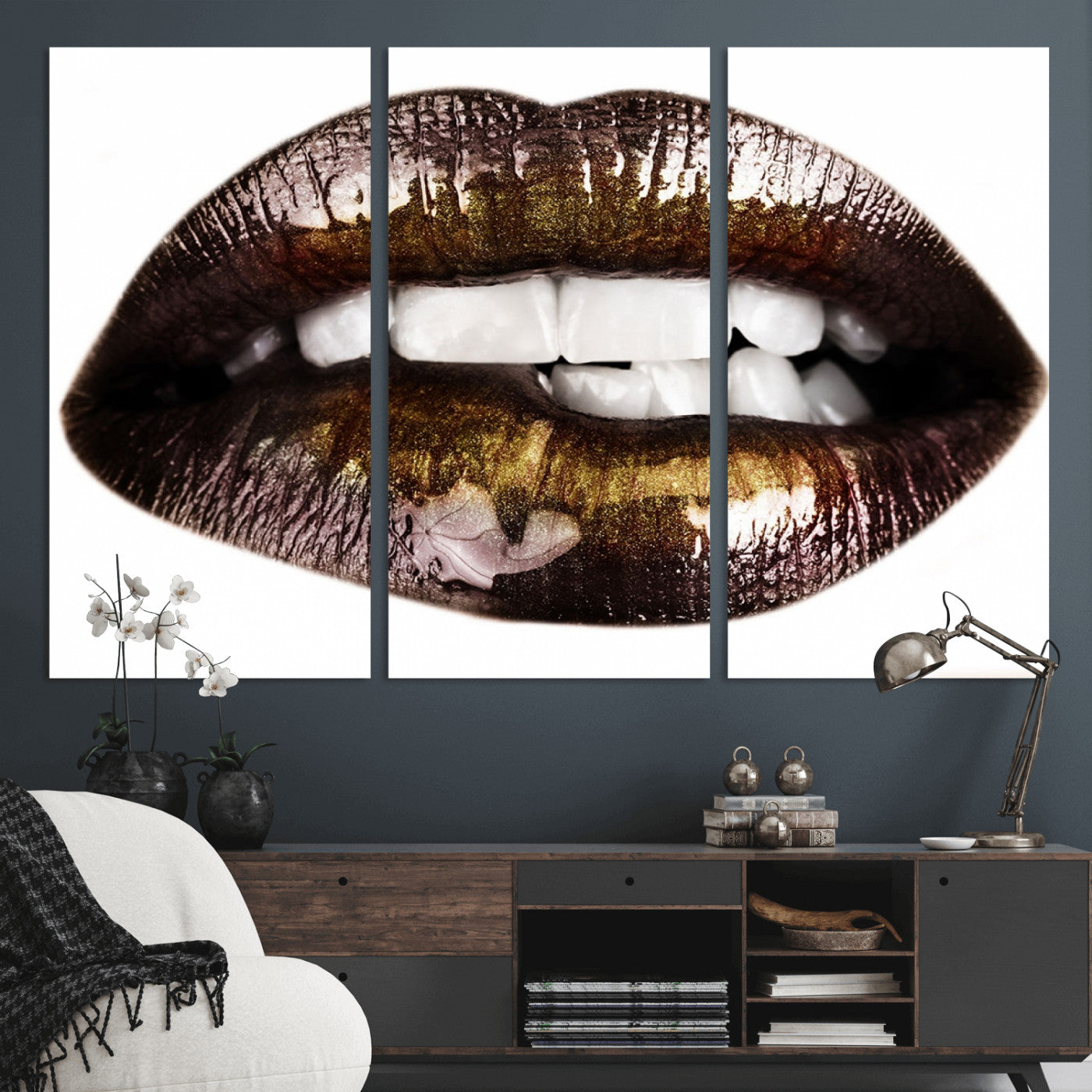-Close Up Lips Wall Art Canvas Print