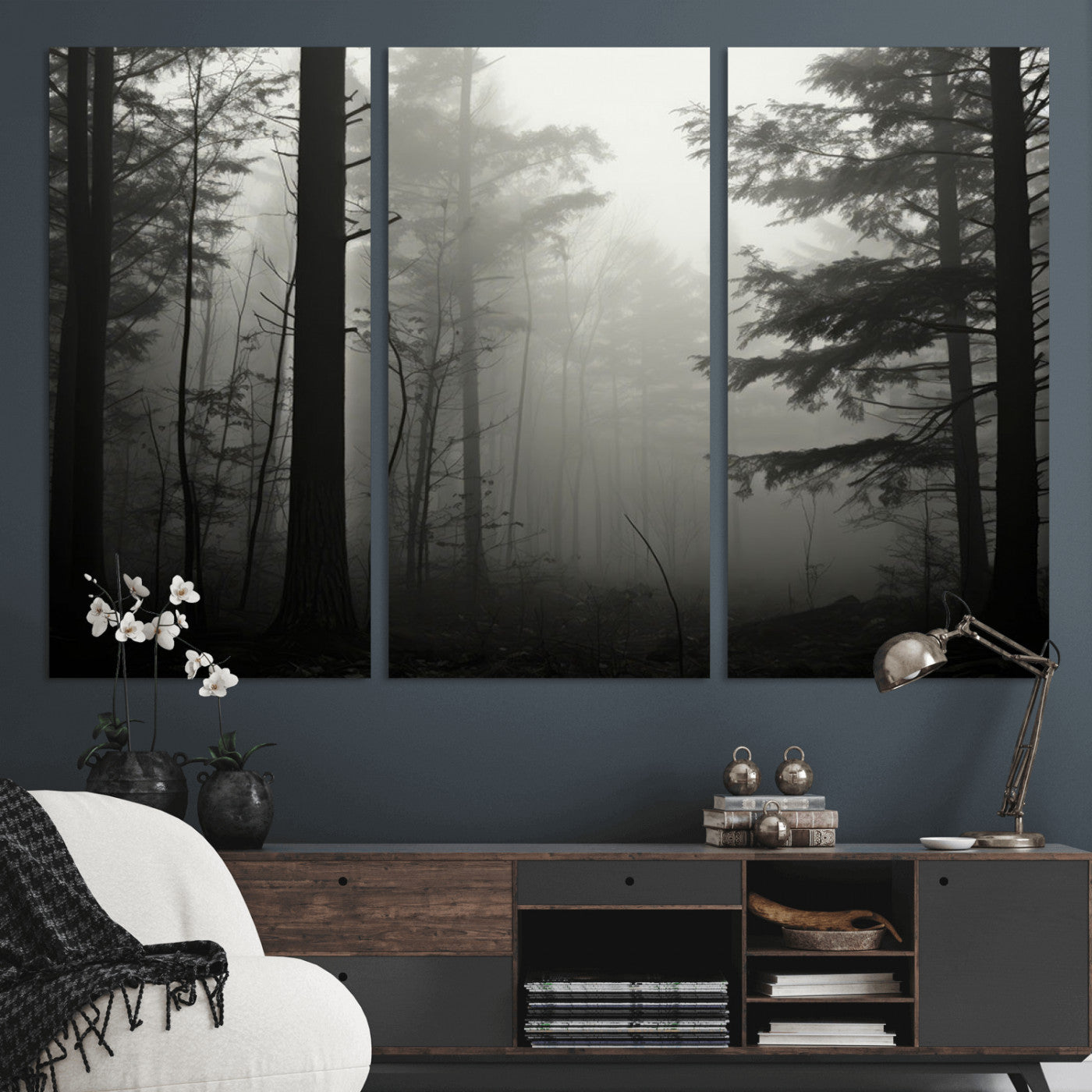 -Misty Forest Wall Art Premium Canvas Print a Foggy and Serene Atmosphere - Nature Wall Art