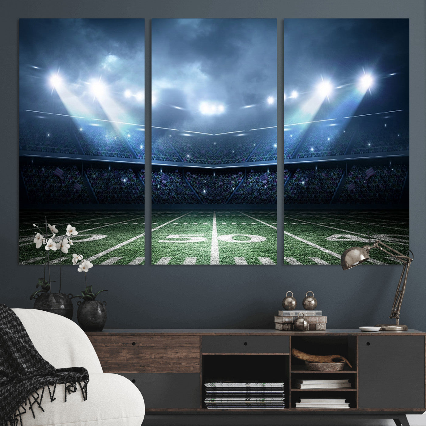 74741-MGV-CV-36X24-American Football Stadium Wall Art Canvas, American Football Stadium Canvas Print