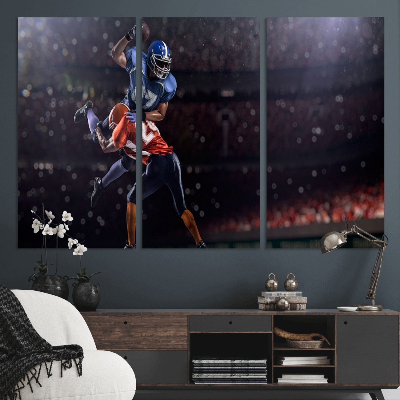 68009-MGV-CV-36X24-American Football Wall Art Canvas Print, Stadium Sport Wall Art Print