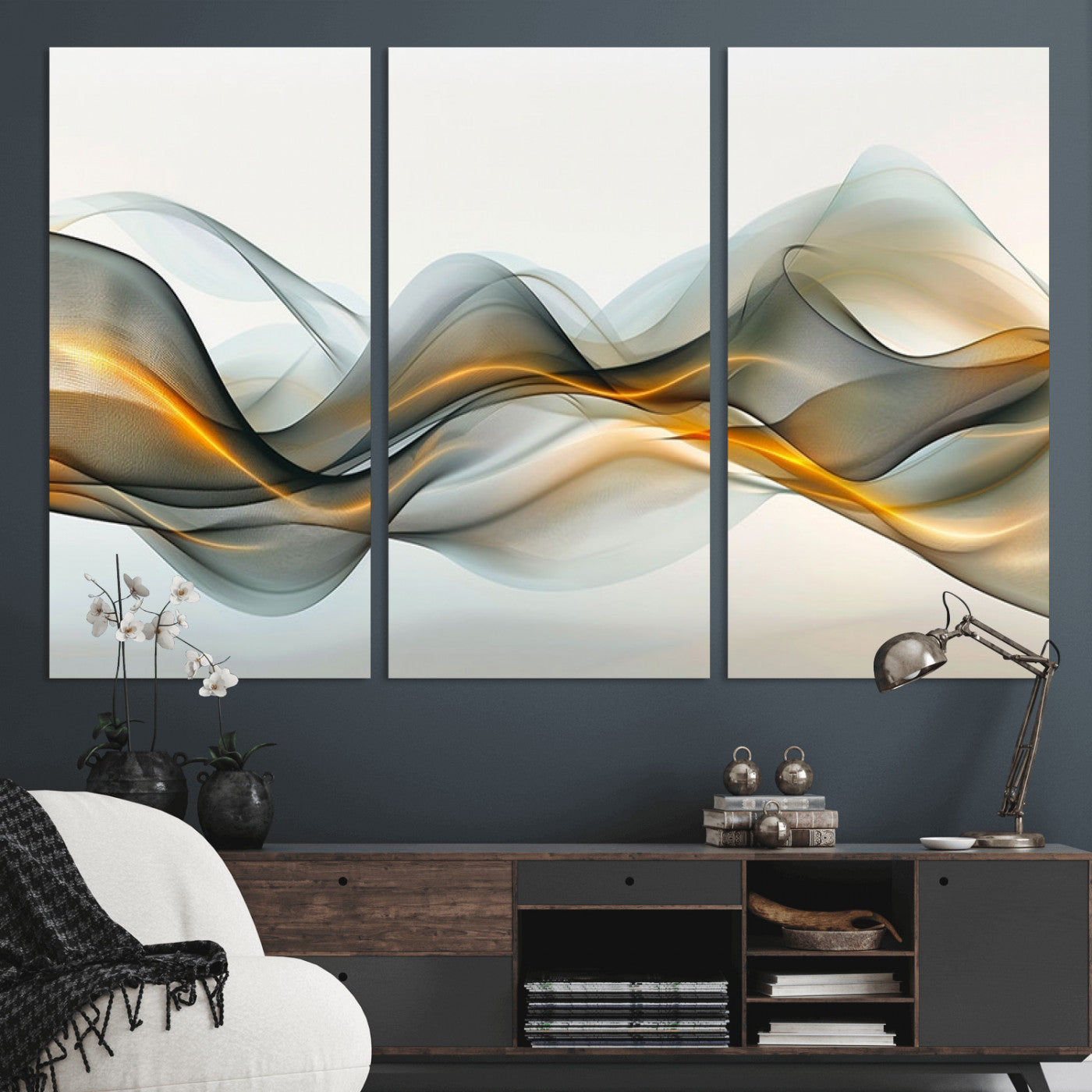 ES1001-MGV-CV-36X24-Abstract Wave Canvas Wall Art – Fluid Contemporary Elegance in Motion – Ready to Hang