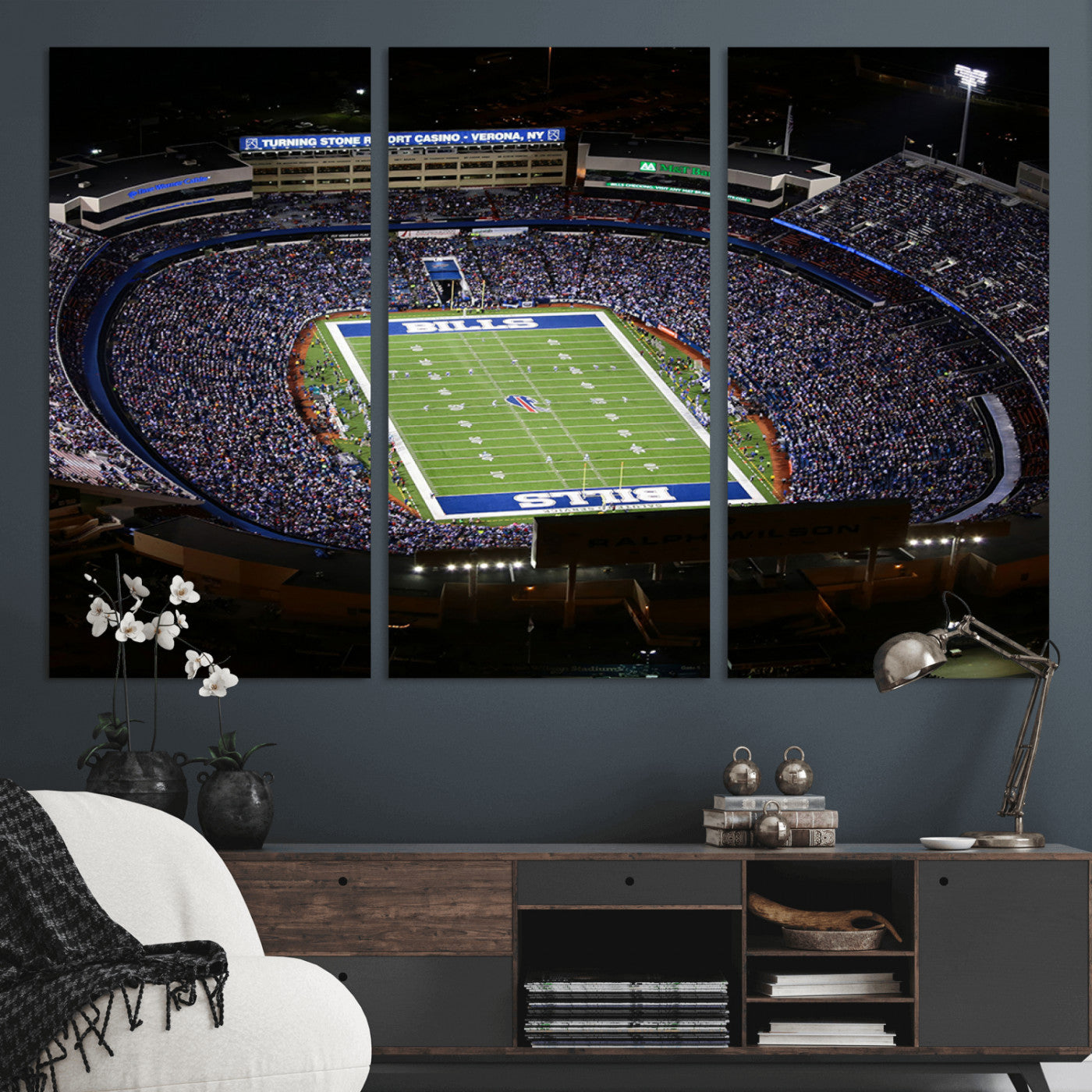 19030-MGV-CV-36X24-Buffalo Bills NFL Football Team Print - Highmark Stadium Wall Art Canvas Print