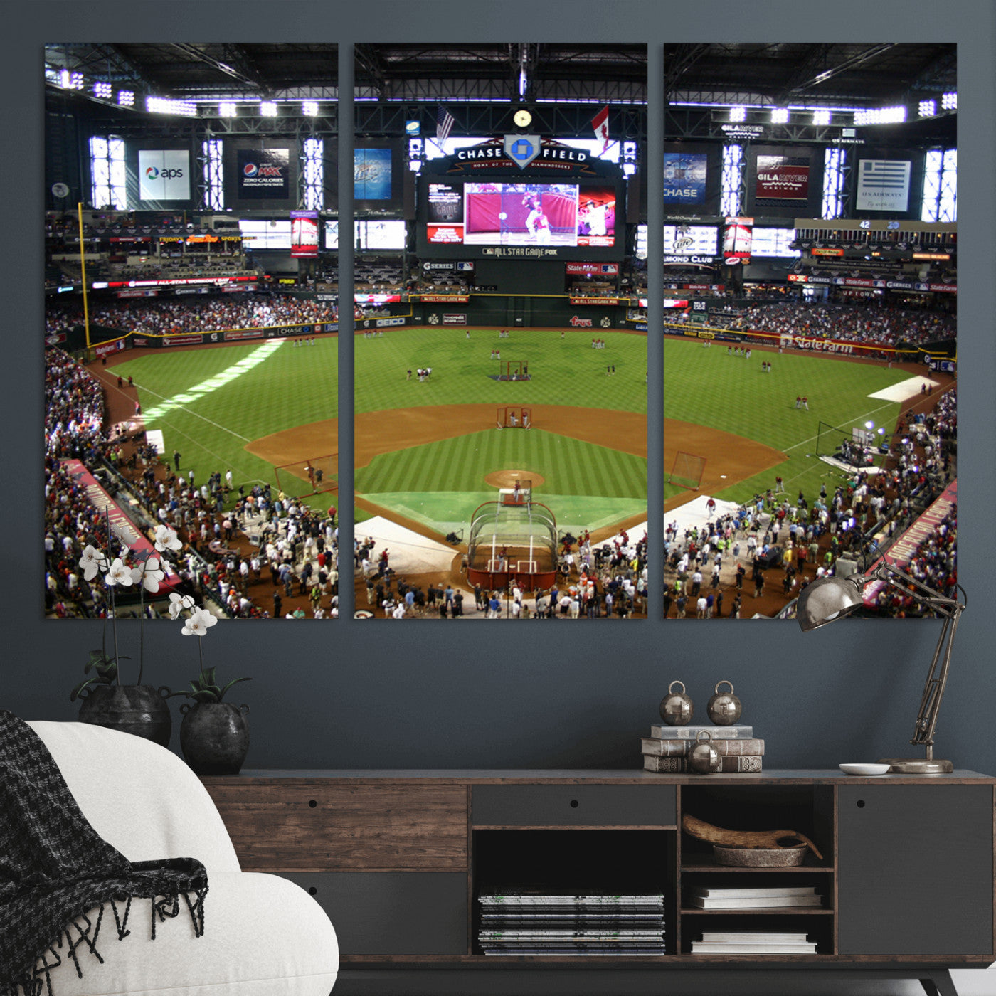 91630-MGV-CV-36X24-Arizona Diamondbacks Baseball Team Print - Phoenix Chase Field Baseball Stadium Wall Art Canvas