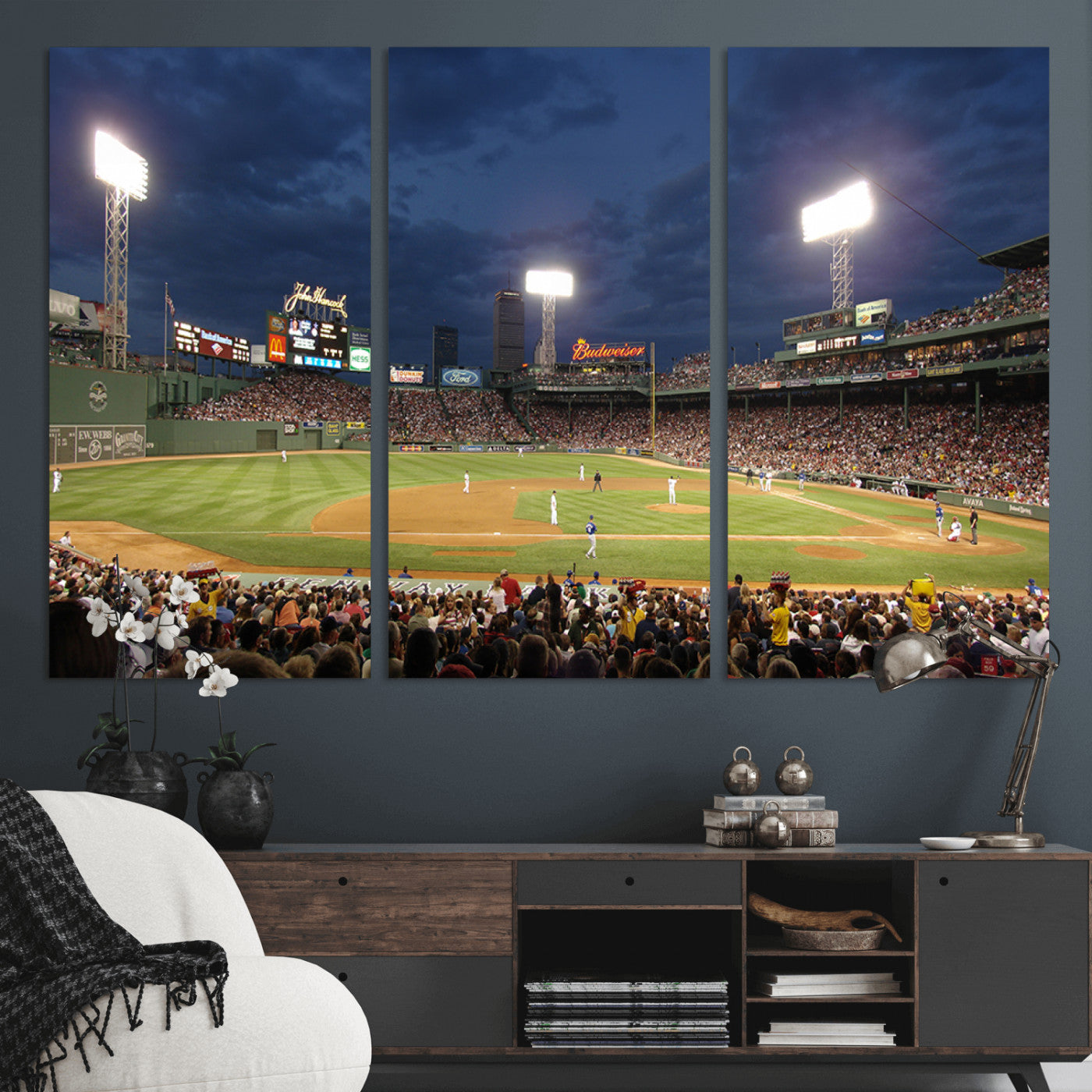 -Boston Red Sox Baseball Team Print Canvas - Massachusetts Fenway Park Stadium Wall Art Canvas Print
