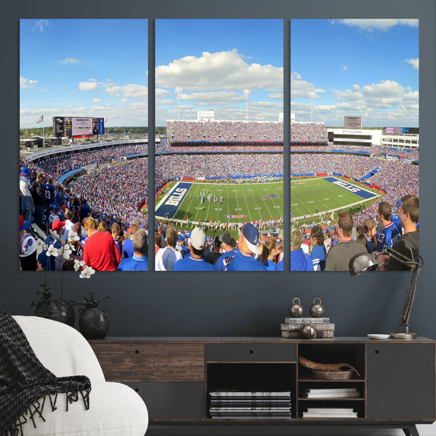 35302-MGV-CV-36X24-Buffalo Bills NFL Football Team Print - Buffalo Highmark Stadium Wall Art Canvas Print
