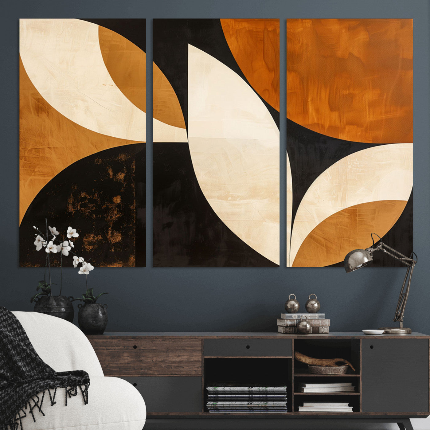 21251-MGV-CV-36X24-Geometric Abstract Wall Art Canvas Print, Mid Century Modern Wall Art Print