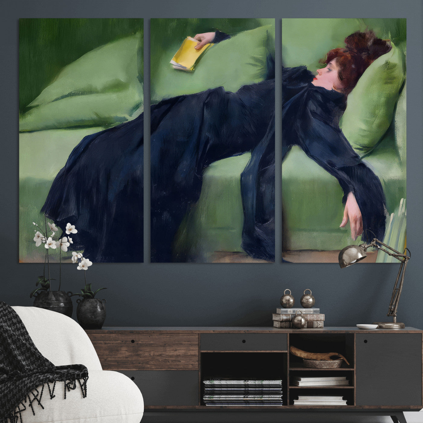 17725-MGV-CV-36X24-Decadent Girl by Ramon Casas Wall Art Canvas Print, Framed Decadent Girl Canvas Print